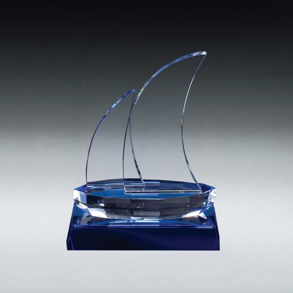 Double Sail Optical crystal sailing sailboat awardTrophy Trolley