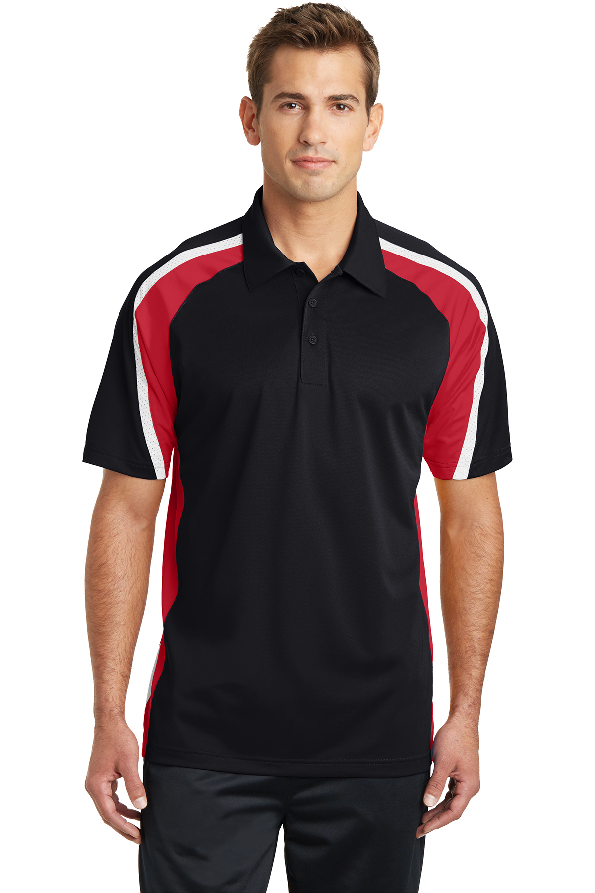 ST654 Sport-Tek® Tricolor Micropique Sport-Wick® Polo with mesh ...