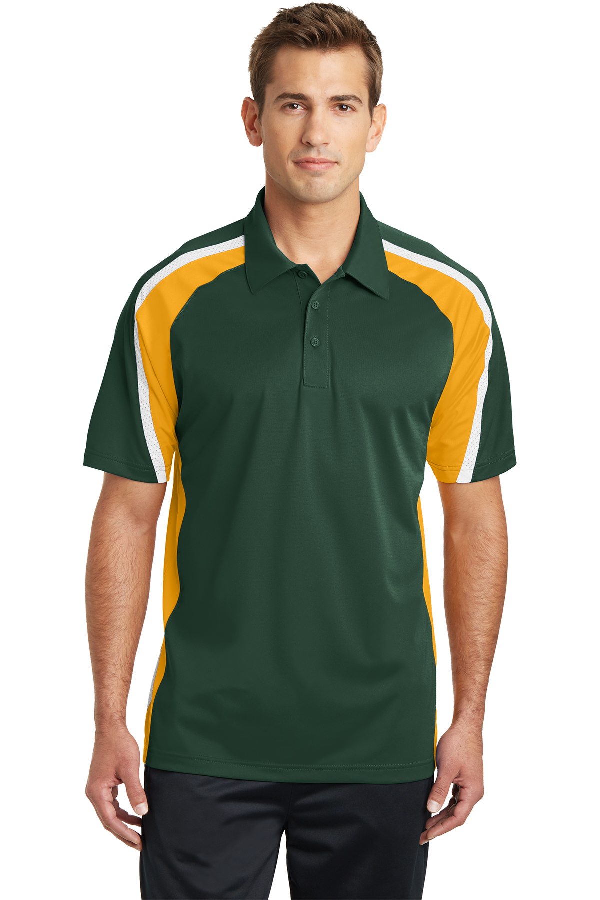 ST654 Sport-Tek® Tricolor Micropique Sport-Wick® Polo with mesh ...
