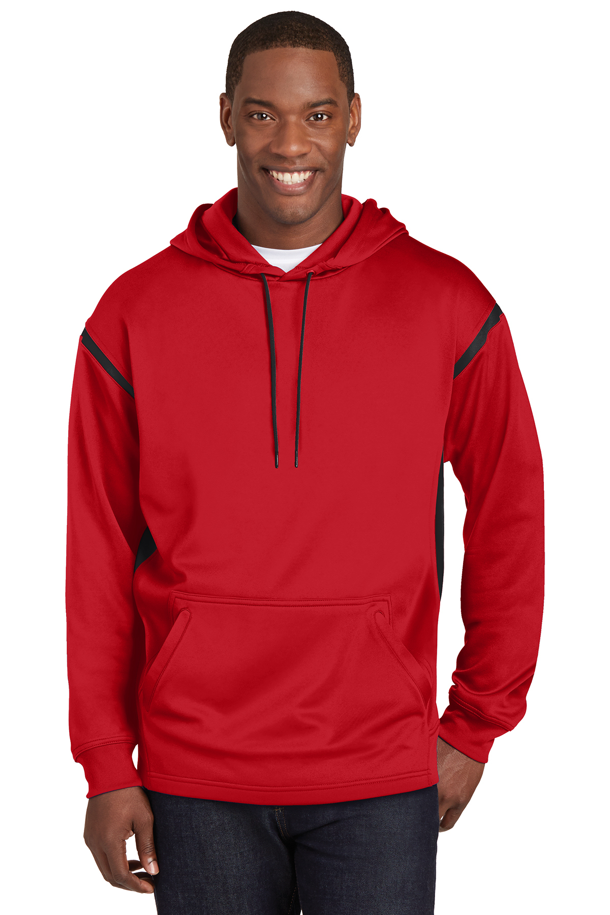 Sport-Tek Mens Tall Tech Fleece Colorblock Hooded Sweatshirt 